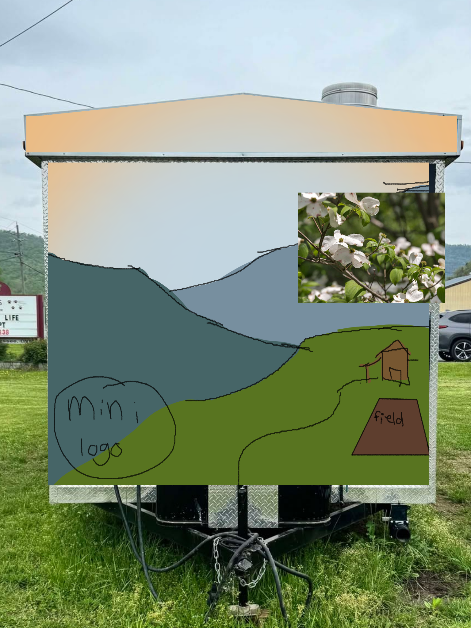 A digital concept sketch for a mural on a food truck