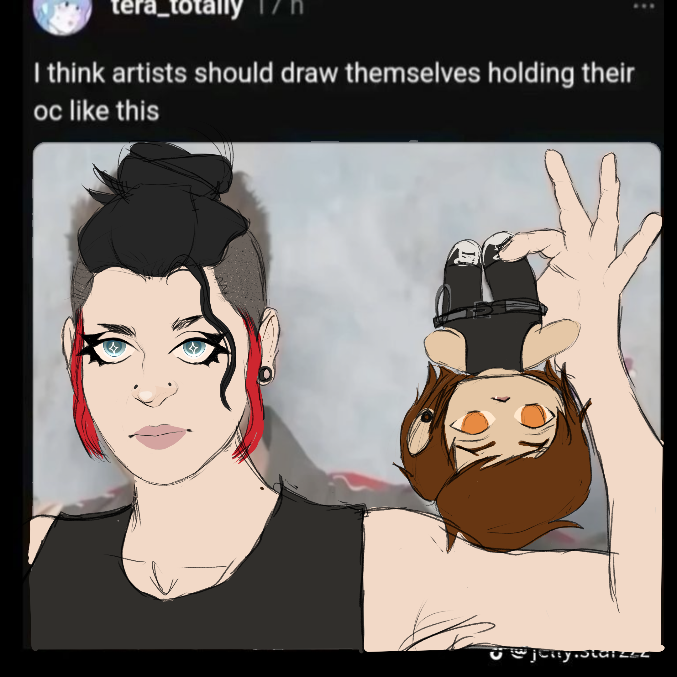 A digital doodle drawn over a meme