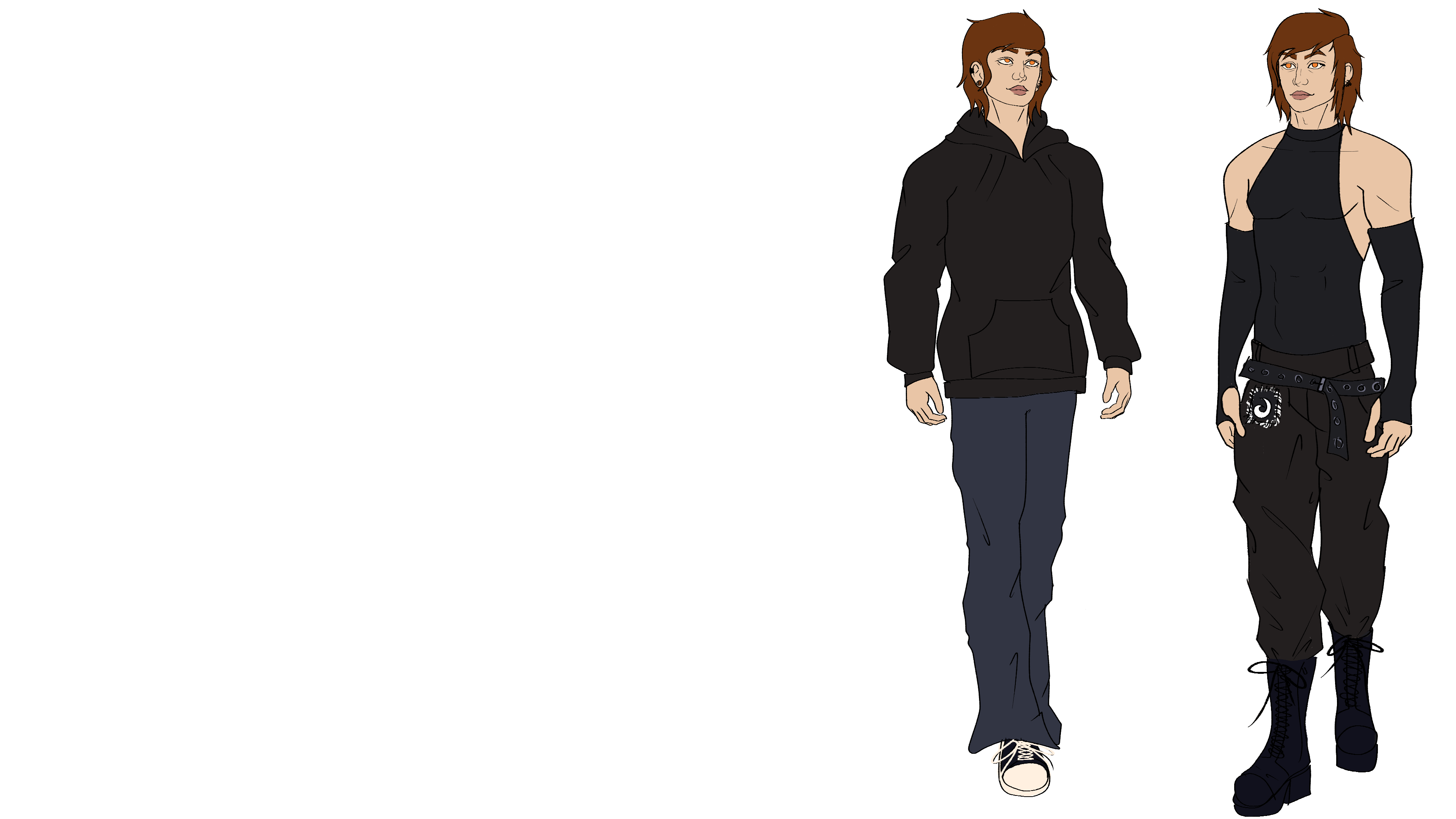 A digital concept sketch for a characters outfits