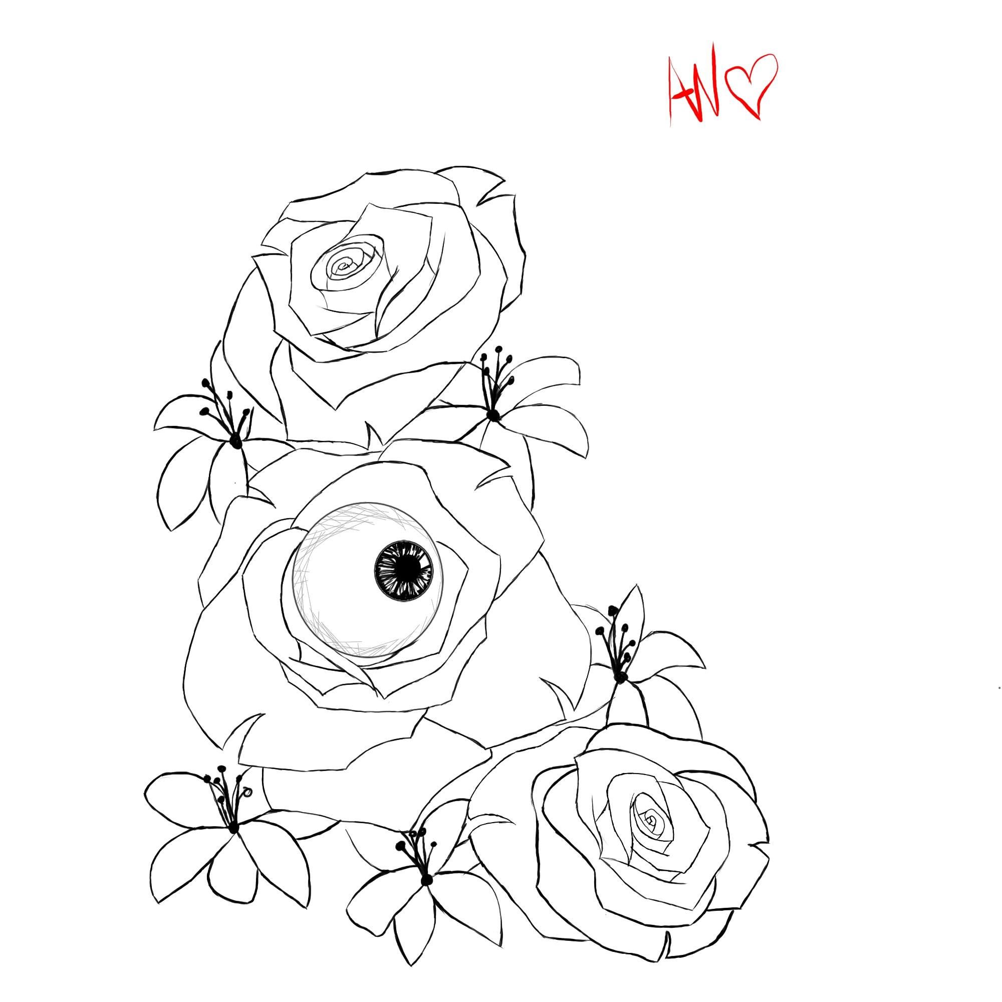 eyeball flowers Tattoo Design