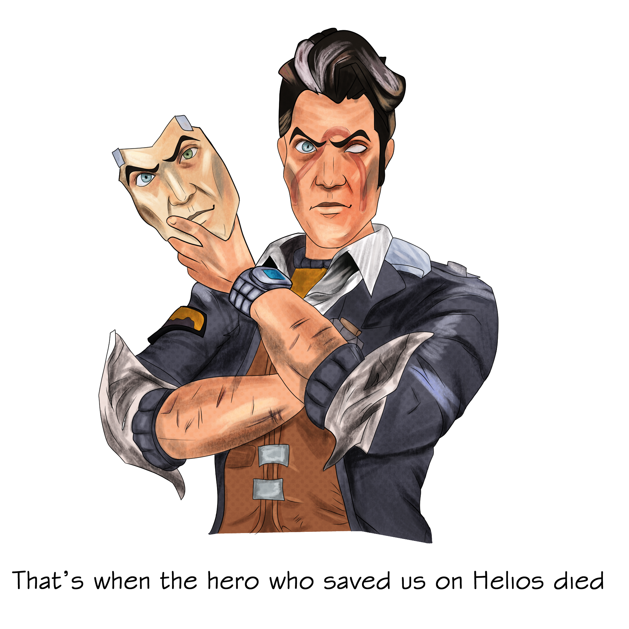 Digital art tattoo design inspired by borderlands.